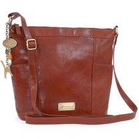 Catwalk Collection Handbags Women's Daniella Leather Crossbody Bag in Tan | Size: Medium