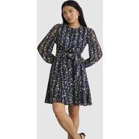 Hobbs London Women's Emilia Fit Flare Mini Dress in Dark Navy | Size: 16