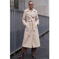 Roman Women's Textured Premium Belted Smart Coat in Cream | Size: 12