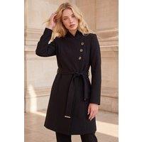 Roman Women's Petite Wrap Coat in Black | Size: 18