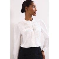 Phase Eight Women's Laurie Pleated Embroidered Cotton Blouse in Off-White | Size: 18