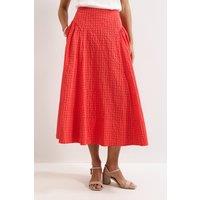 Phase Eight Women's Carey Textured Midi Skirt in Red | Size: 18