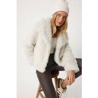 Happiness Istanbul Women's Faux Fur Shawl Collar Jacket in Ivory | Size: Medium