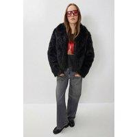 Happiness Istanbul Women's Faux Fur Shawl Collar Jacket in Black | Size: Medium