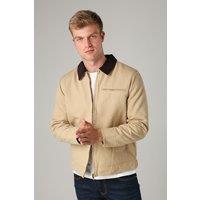 Tokyo Laundry Men's Cotton Canvas Worker Jacket With Cord Collar in Stone | Size: Large