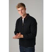 Tokyo Laundry Men's Cotton Canvas Worker Jacket With Cord Collar in Black | Size: 2XL