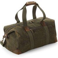 Quadra Men's Heritage Leather Accented Waxed Canvas Holdall One Size in Dark Olive