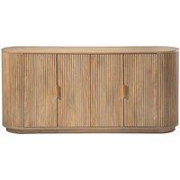 CALICOSY ACHILLE 4-Door Sideboard With Oak Effect & Rounded Slat Fronts, 160 in Light Brown