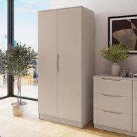FWStyle Luno Wardrobe 2 Door Putty Double Design Storage Shelf & Rail in Beige