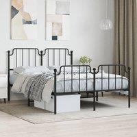 Berkfield Home Metal Bed Frame with Headboard & Footboard Black 135x190 cm Double