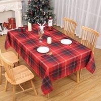 London Boutique Waterproof Xmas Tablecloth Table Cover Festive Table Linen 54x108 in Red