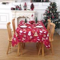London Boutique Waterproof Christmas Tablecloth Red Fabric Festive Table Cover 5490