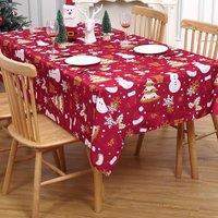 London Boutique Waterproof Christmas Tablecloth Fabric Festive Table Cover 54108 in Red