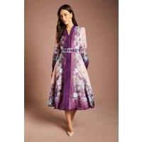 Coast Women's Long Sleeve Organza Midi Dress With Belt in Purple | Size: 14