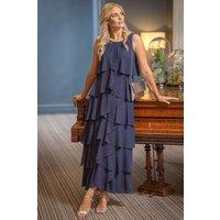 Klass. Women's Sleeveless Glitter Layered Maxi Dress in Midnight | Size: 12