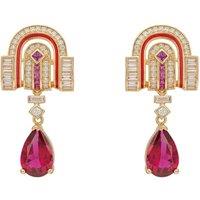 Latelita Women's Savoy Art Deco Drop Earrings Ruby Gold in Red