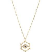 Latelita Women's Bamboo Hexagon Evil Eye Necklace Gold in Blue