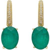 Latelita Women's Alexandra Oval Drop Earrings Gold Colombian Emerald in Green