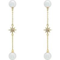 Latelita Women's Falling Star Pearl Drop Earrings Gold in White