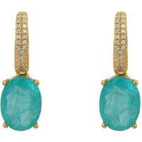 Latelita Women's Alexandra Oval Drop Earrings Gold Paraiba Tourmaline in Green