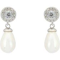 Latelita Women's Timeless Pearl Teardrop Earrings Silver in White