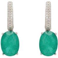 Latelita Women's Alexandra Oval Drop Earrings Silver Colombian Emerald in Green