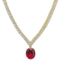 Latelita Women's Garbo Oval Gemstone Tennis Necklace Ruby Gold in Red