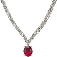 Latelita Women's Garbo Oval Gemstone Tennis Necklace Ruby Silver in Red