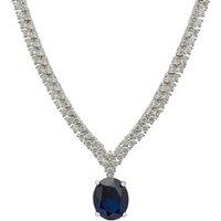 Latelita Women's Garbo Oval Gemstone Tennis Necklace Sapphire Silver in Blue