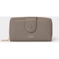 OSPREY LONDON Women's The Core Medium Leather Popper Matinee Purse in Light Grey