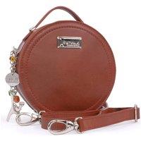 Catwalk Collection Handbags Women's Tiffany Leather Round Circle Handbag With Detachable Crossbody Strap in Red | Size: Small