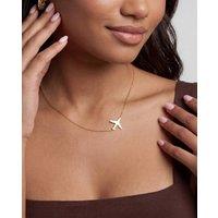 Elk & Bloom Women's 14K Gold Dainty Aeroplane Pendant Necklace