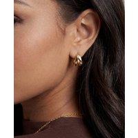 Elk & Bloom Women's 14k Gold Double Wave Huggie Hoops