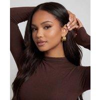 Elk & Bloom Women's 14k Gold Hammered Flattie Hoops
