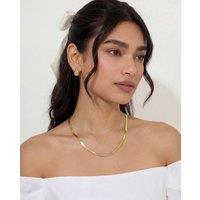 Elk & Bloom Women's Flat Herringbone Chain 14K Gold Choker Necklace