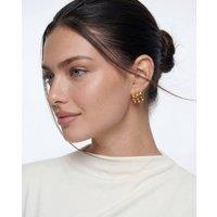 Elk & Bloom Women's Chunky Triple Hoop Wave 14K Gold Studs