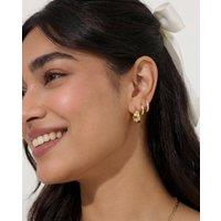 Elk & Bloom Women's Set of Three 14k Gold Chunky Huggie Cubic Hoops