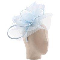 PEACH ACCESSORIES Women's Plain Delicate Mesh Loops & Feather Accents Fascinator in Baby Blue
