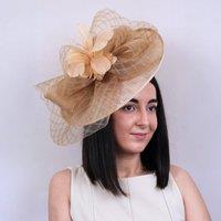 PEACH ACCESSORIES Women's Ethereal Aviary Large Stunning Fascinator in Camel