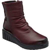 Lotus Women's 'Adlee' Leather Wedge Ankle Boots in Burgundy | Size: 7