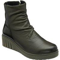 Lotus Women's 'Adlee' Leather Wedge Ankle Boots in Khaki | Size: 8