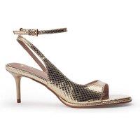 Moda In Pelle Women's 'Manella' Snake Print Heeled Sandals in Gold | Size: 4