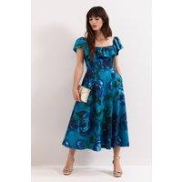 Phase Eight Women's Brianne Floral Midi Dress in Turquoise | Size: 12