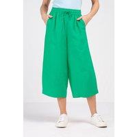 Kettlewell Women's Cropped Wide Leg Linen Blend Trousers in Green | Size: 16
