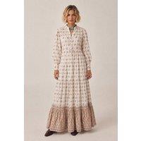 Soul of Sita Women's Lalita Cream Woodblock Maxi Dress | Size: XL