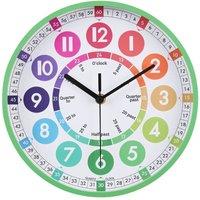 FLAVORA Green Children Wall Clock Kids Learn to Tell The Time | Size: 100 cm x 60 cm
