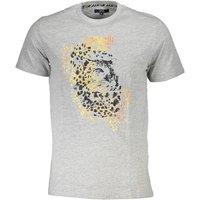Cavalli Class Men's Leopard Print Short Sleeve Tee in Light Grey | Size: 2XL