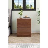 Garden Sanctuary 2-Drawer Wooden Nightstand Bedside Table in Walnut Colour