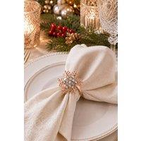 Lovii Set of 6 Luxury Rose Gold Rhinestone Snowflake Napkin Rings
