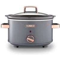 Tower 3.5L Slow Cooker, Cavaletto, 3 Heat Settings, T16042GRY, Grey & Rose Gold